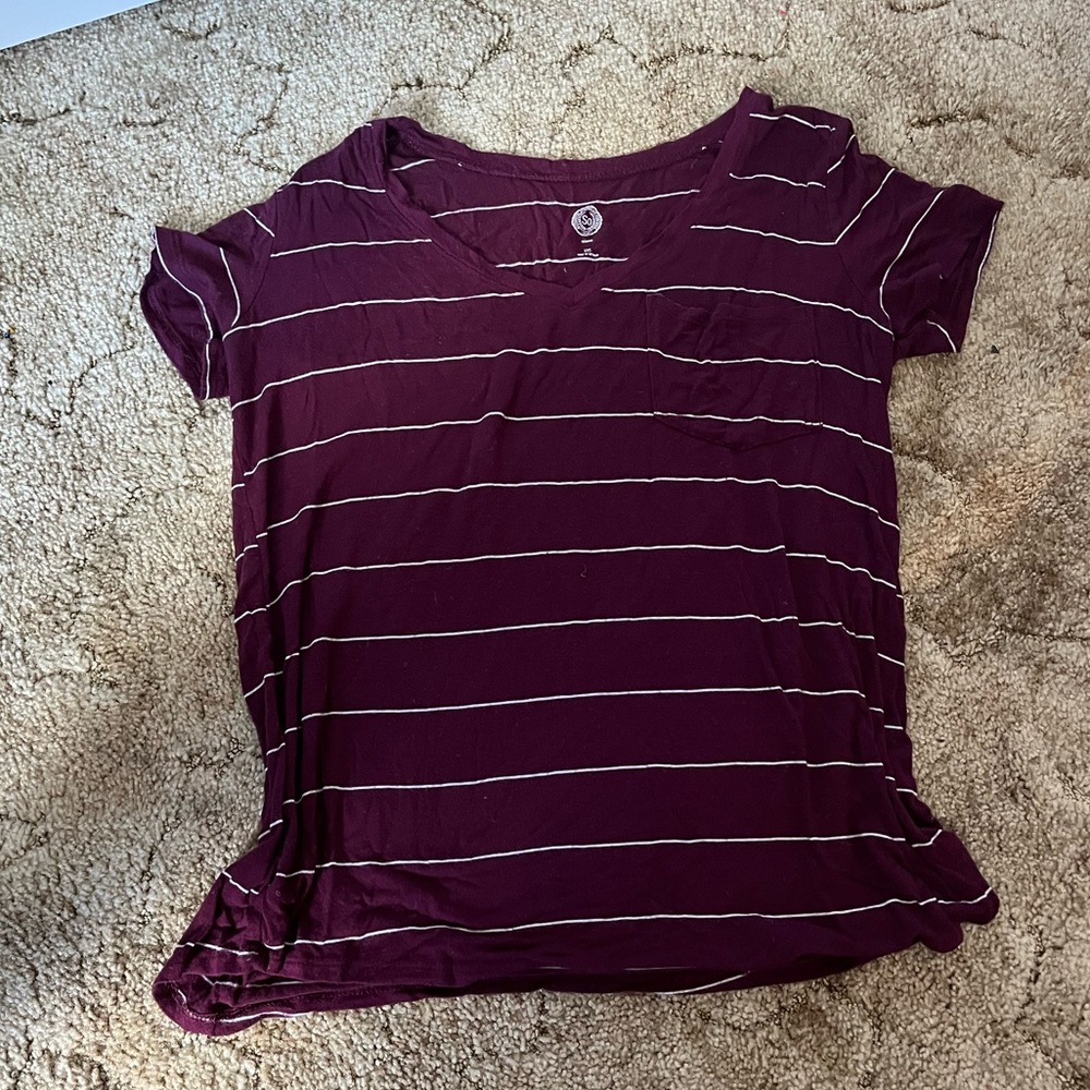 maroon and white stripper shirt